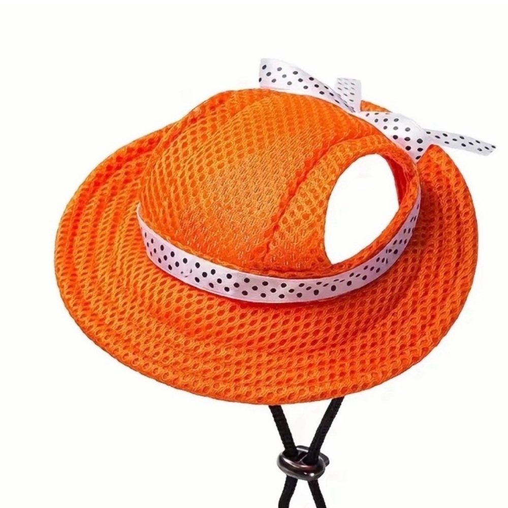Breathable Adjustable Dog Sun Hat with Ear Holes - Chic Polyester Visor .